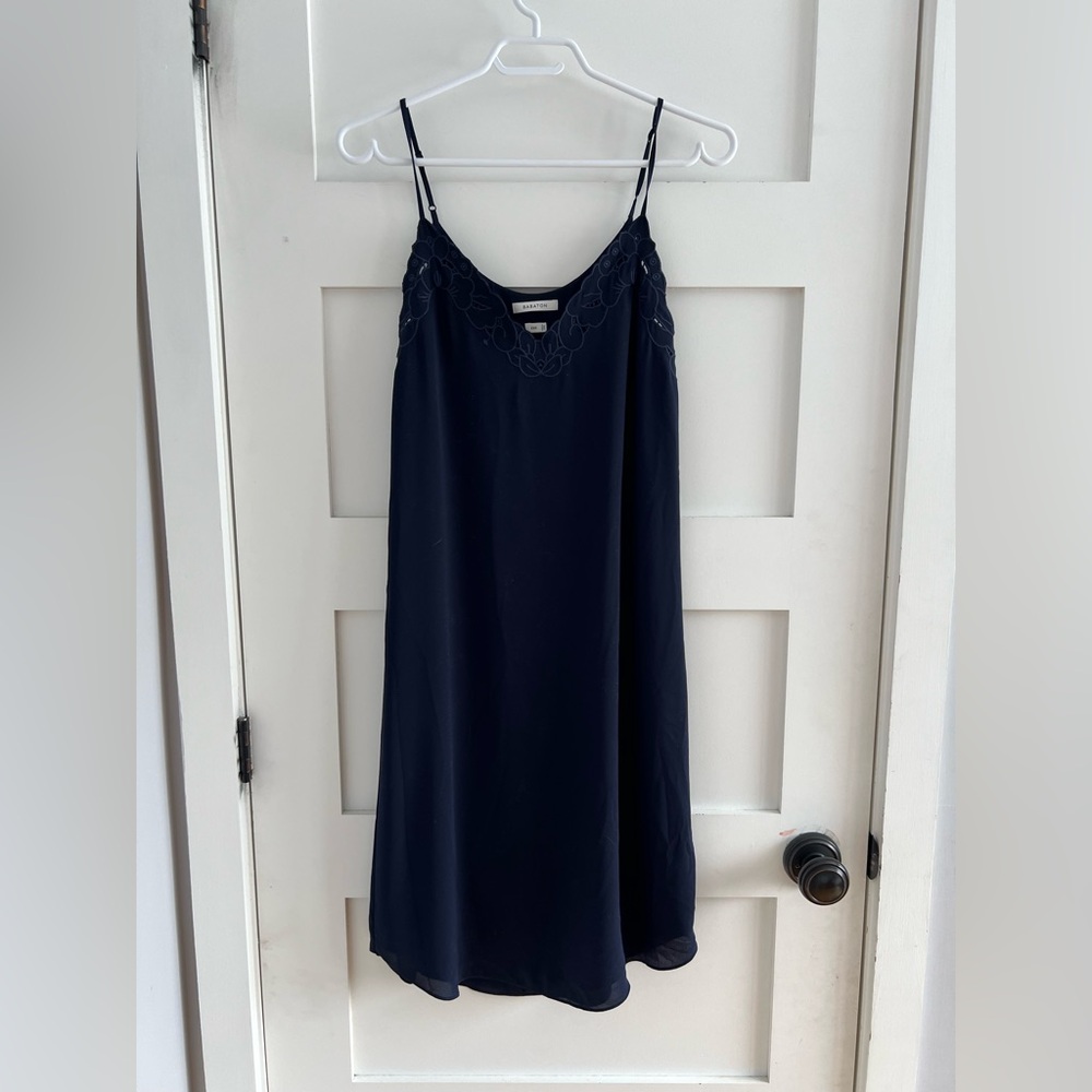 Aritzia Babaton embroidered slip midi dress size XXS